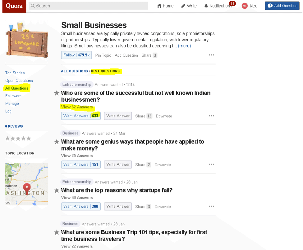 Quora small business